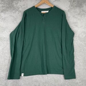 Kangol Henley Shirt Mens Large Green Long Sleeve Logo Recycled Cotton